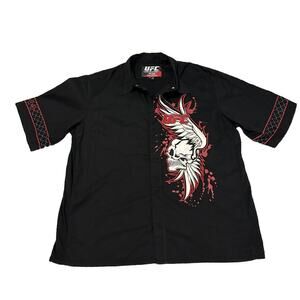 JH Design UFC Shirt Mens 2XL Black Short Sleeve MMA ~ SKULL/TRIBAL DESIGN
